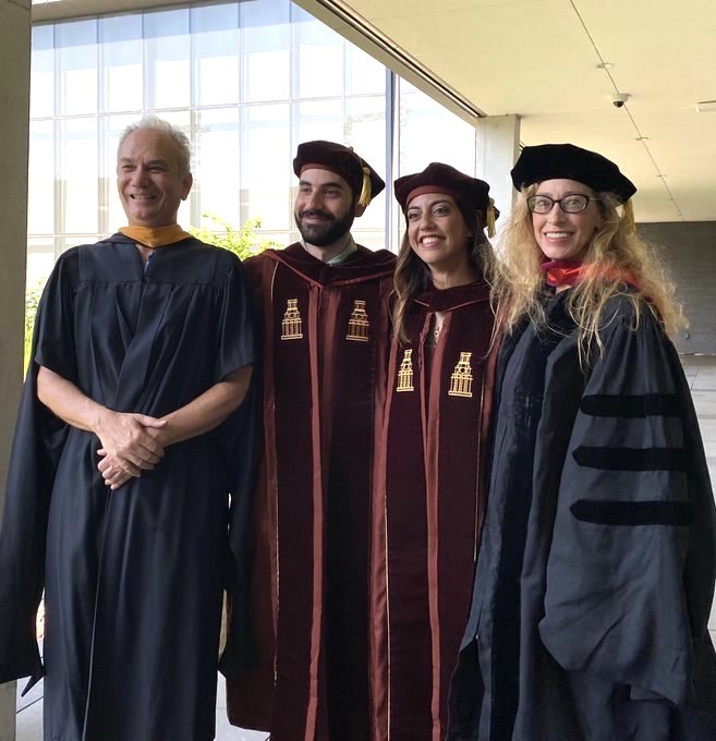 Texas ChE Professor George Georgiou, Dr. George Delidakis, Dr. Ahlam Qerqez and Professor Jennifer Maynard, May 2022