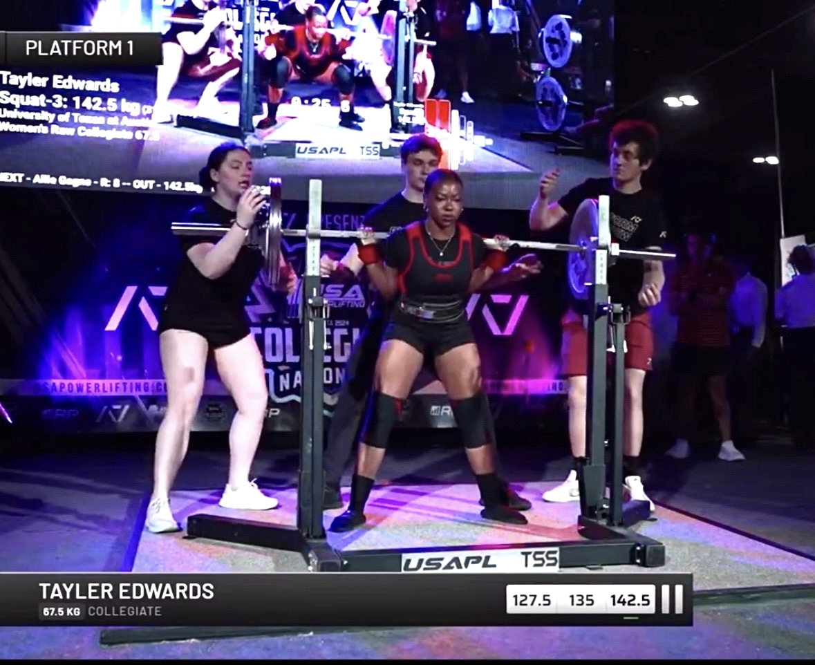 Tayler Edwards powerlifting at competition